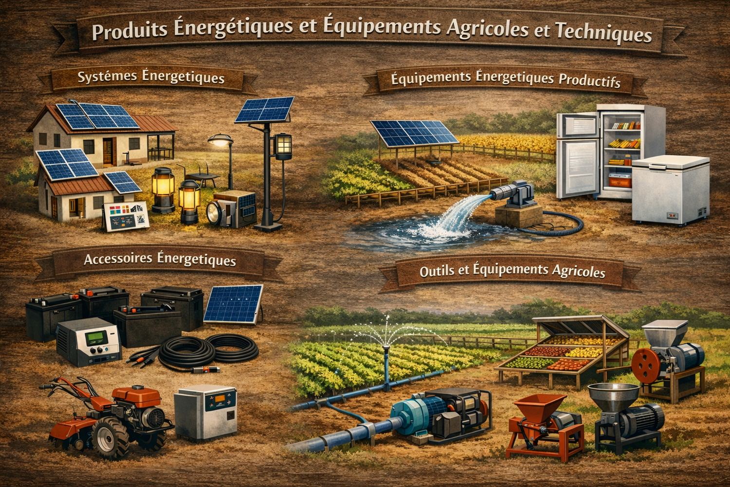 Produits énergétiques et équipements (agricoles et techniques)