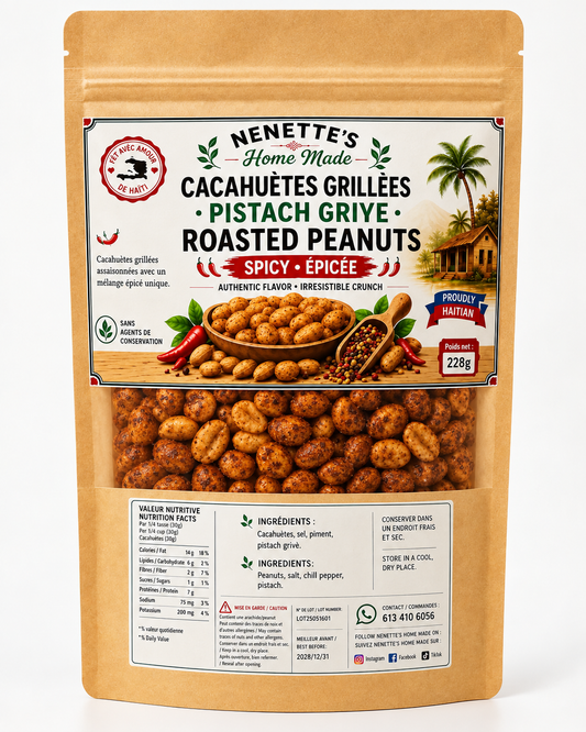 Arachides grillées pimentées (pistach griye) Nenette's
