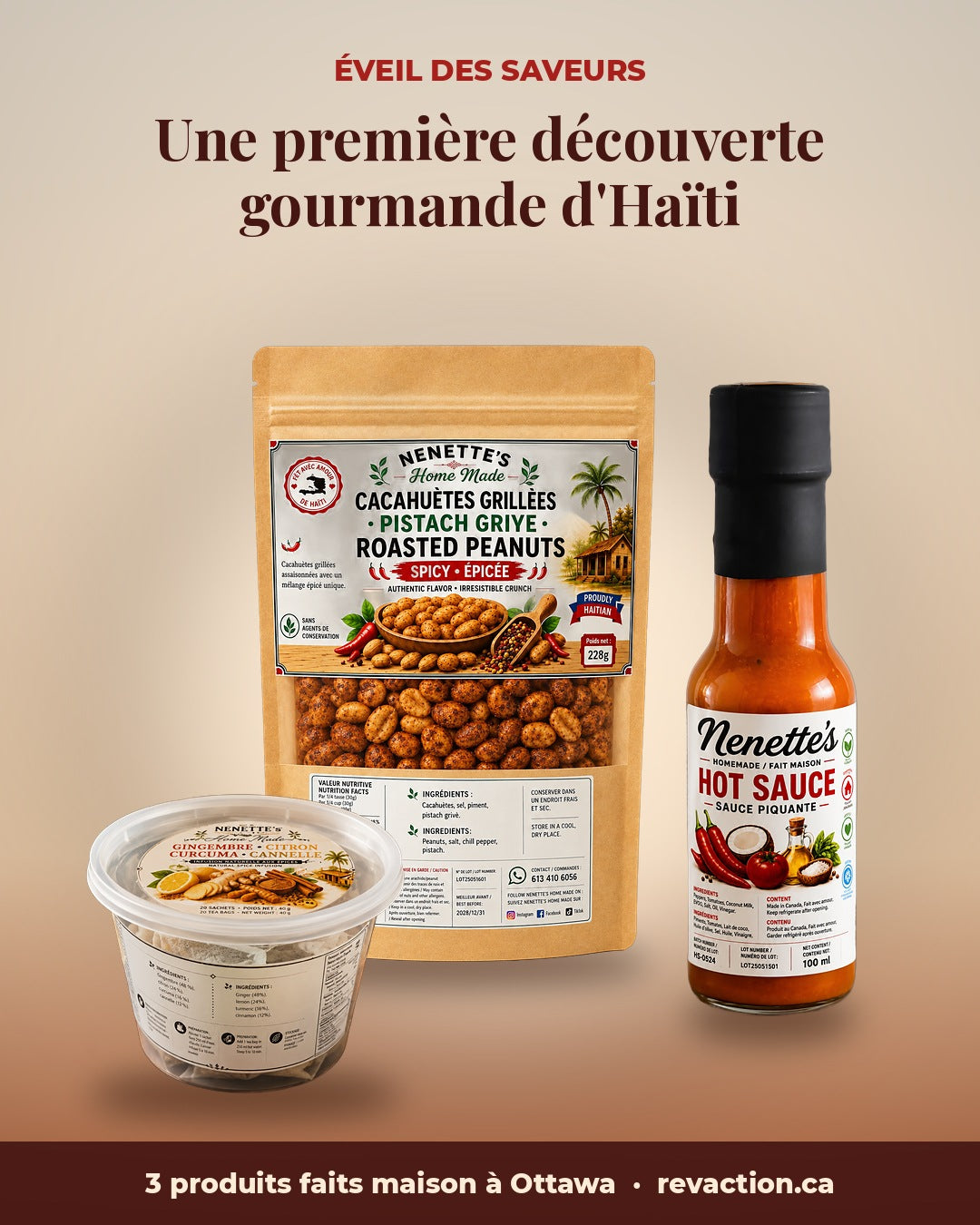 Éveil des Saveurs : sauce piquante, arachides grillées et infusion Nenette's